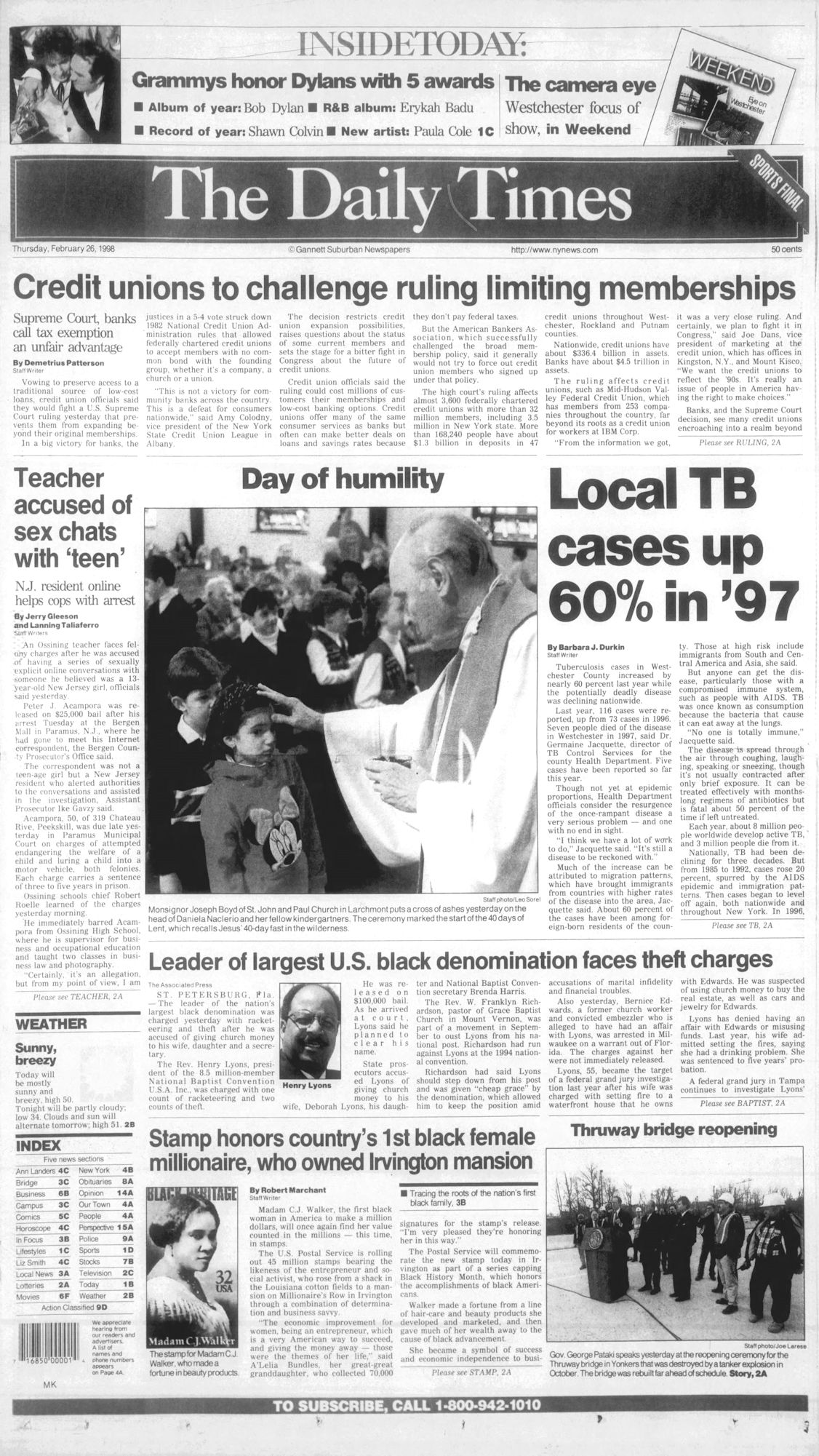 the daily times, NY Bob Dylan front cover