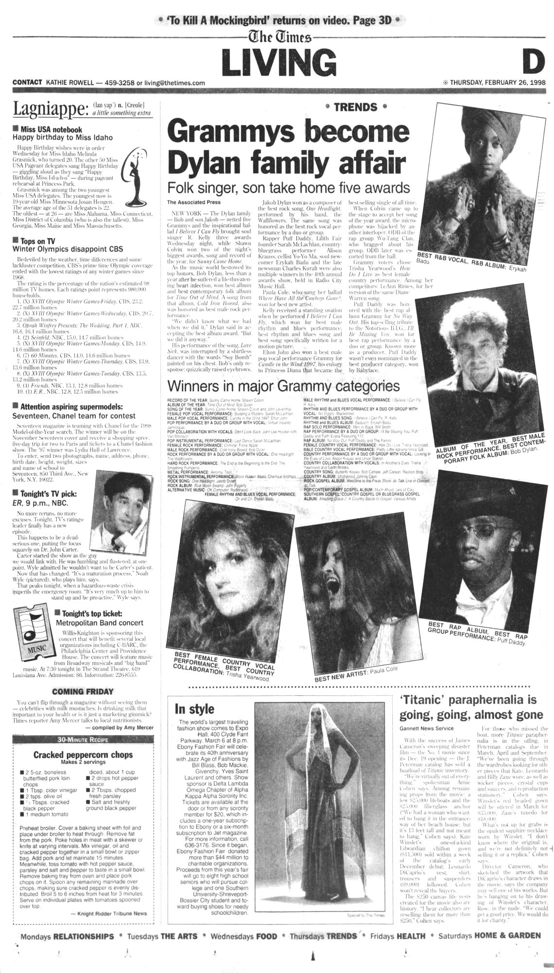 the times louisiana Bob Dylan front cover