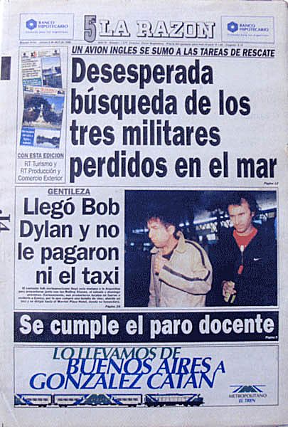 la razon argentina Bob Dylan front cover