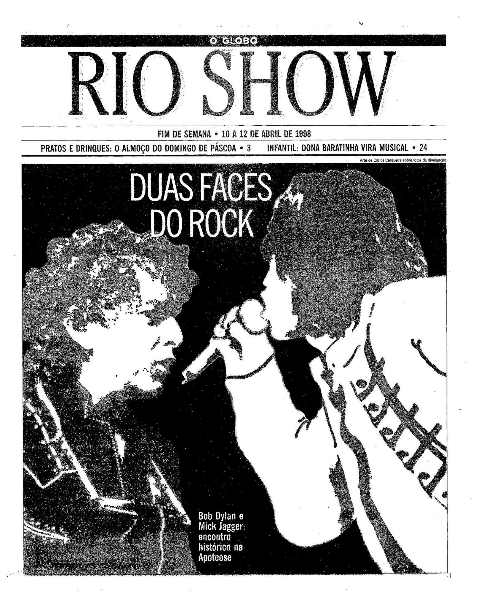 o globo 10 april 1998 supplement Bob Dylan front cover