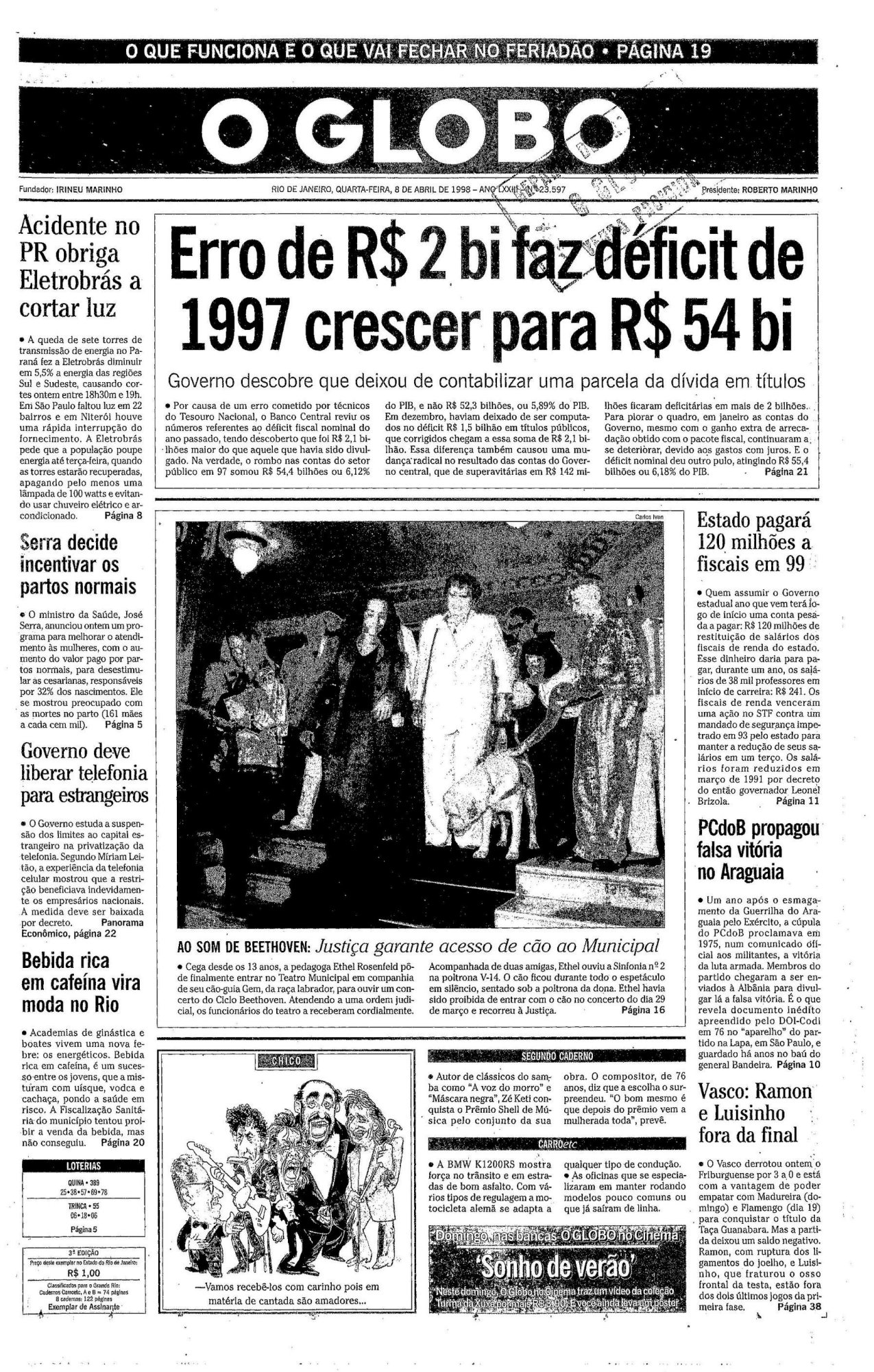 o globo 11 april 1998 supplement Bob Dylan front cover