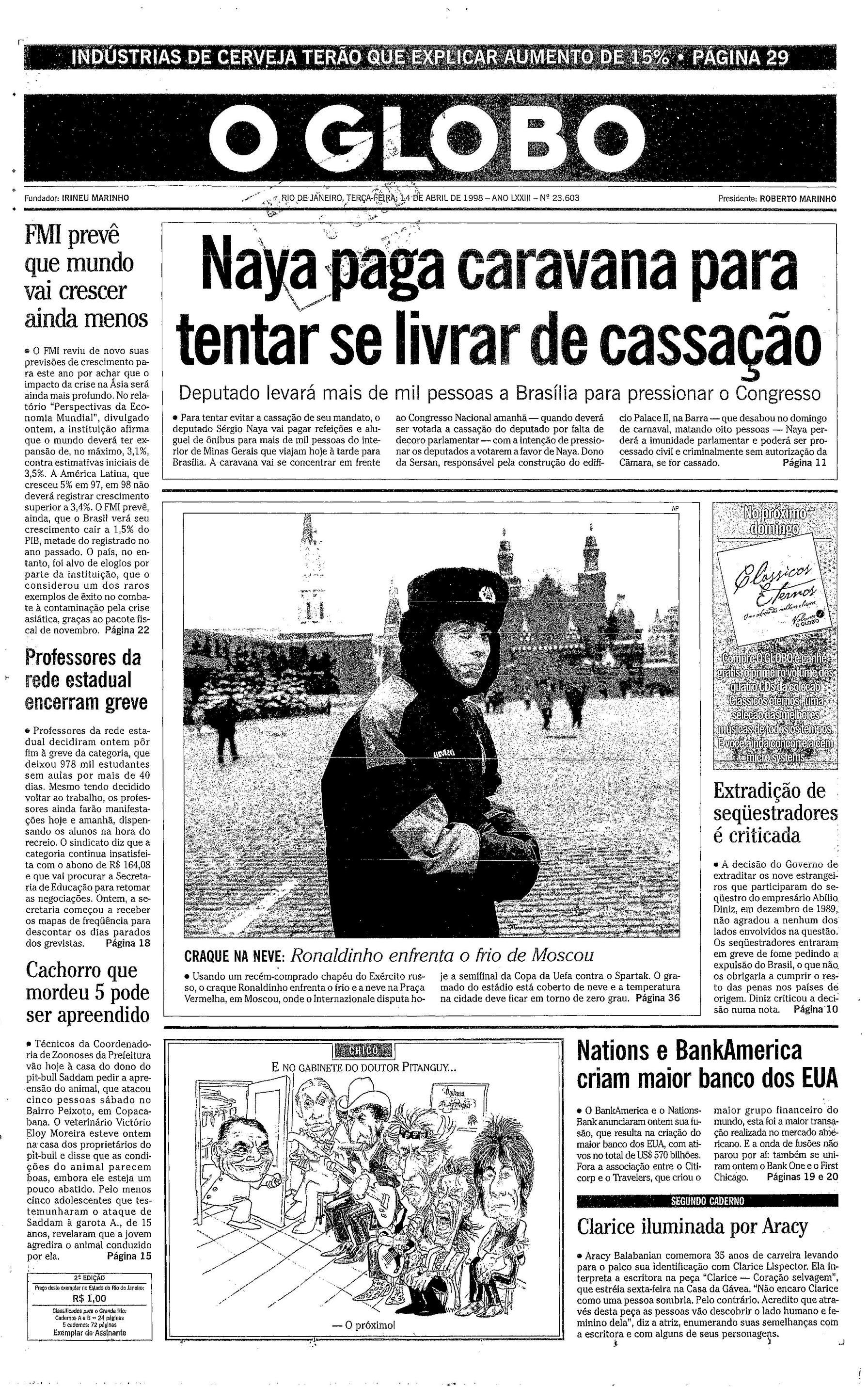 o globo 14 april 1998 supplement Bob Dylan front cover