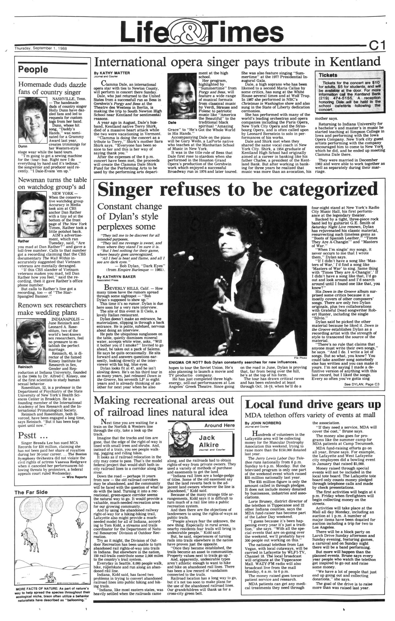 journal and courrier Bob Dylan front cover