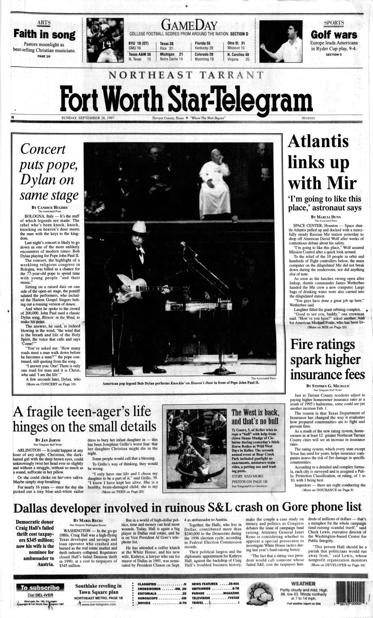 fort worth star-telegram news Bob Dylan front cover