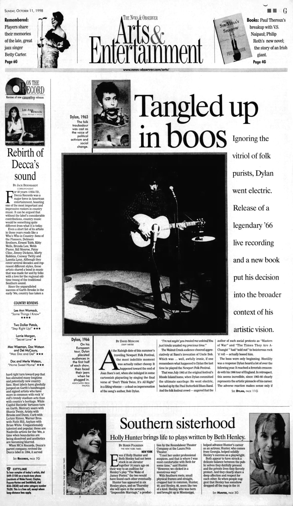 news observer Dylan front cover
