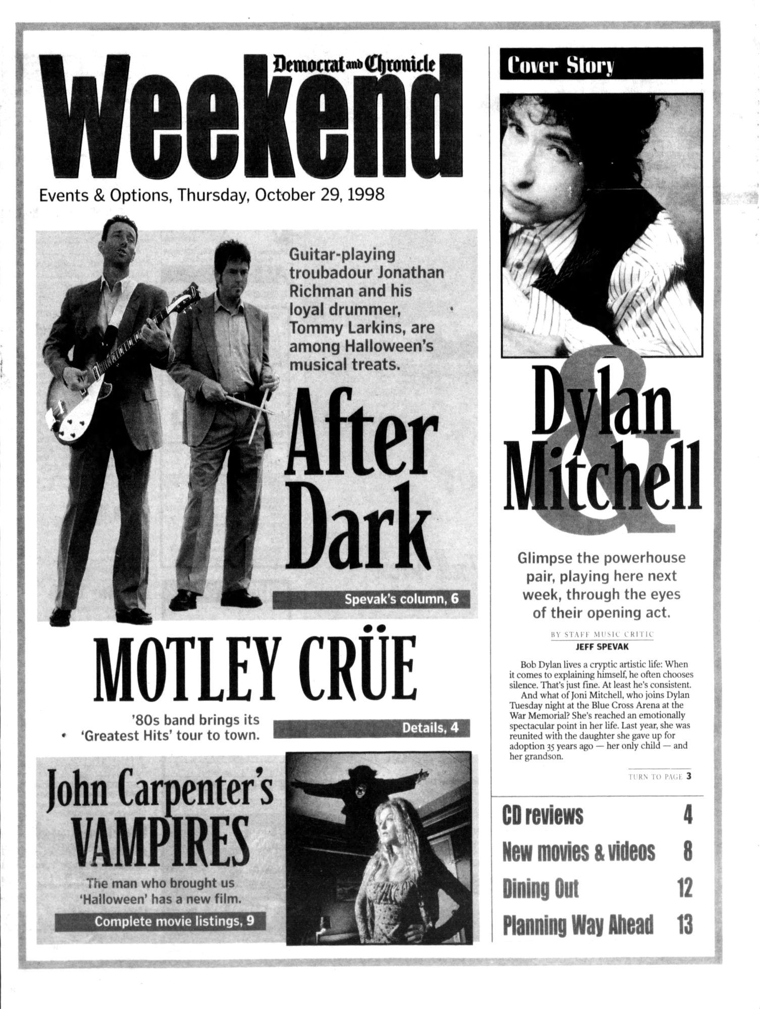 Democrat and Chronicle Bob Dylan front cover