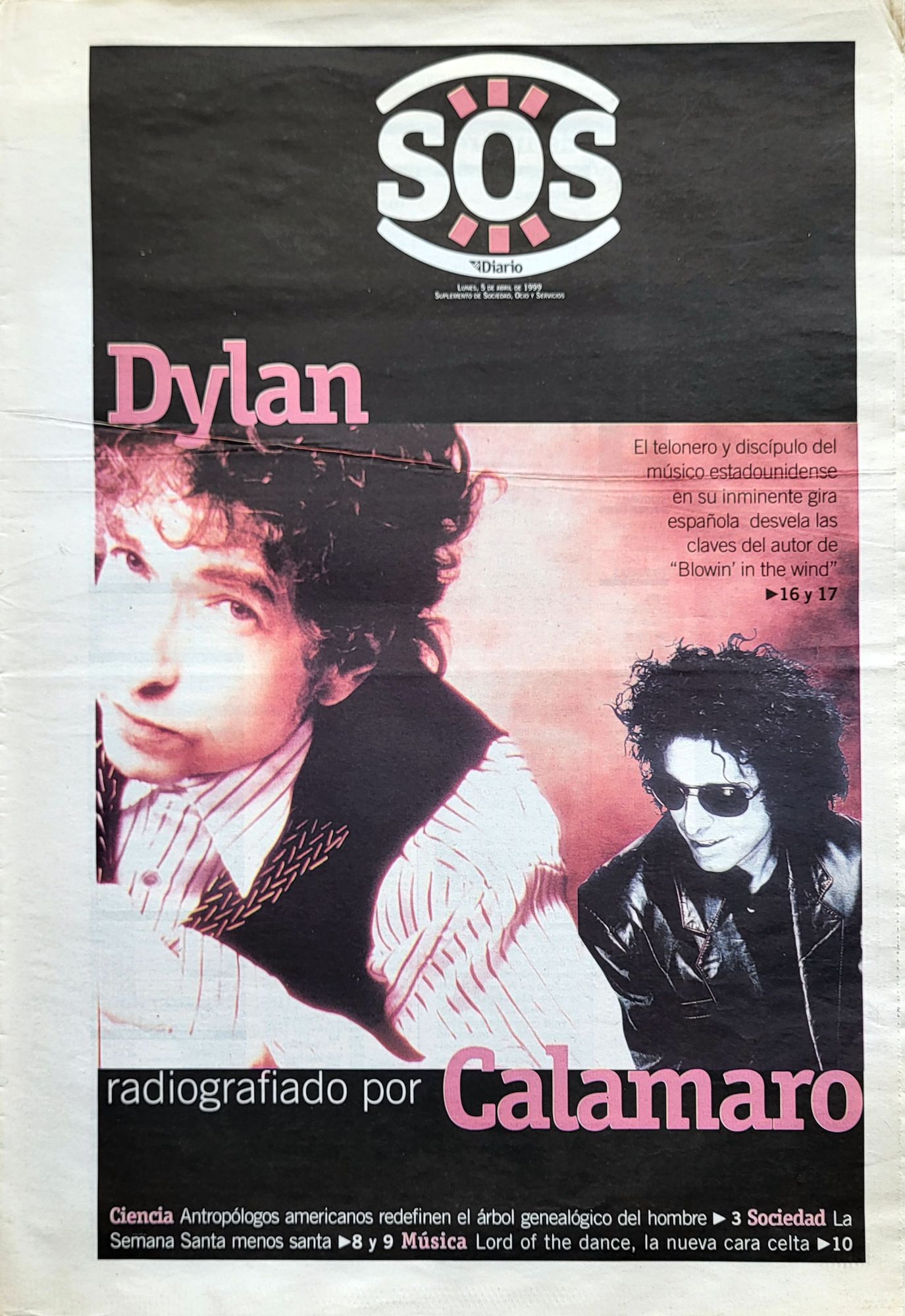 sos sociedad ocios y servicios magazine Bob Dylan front cover