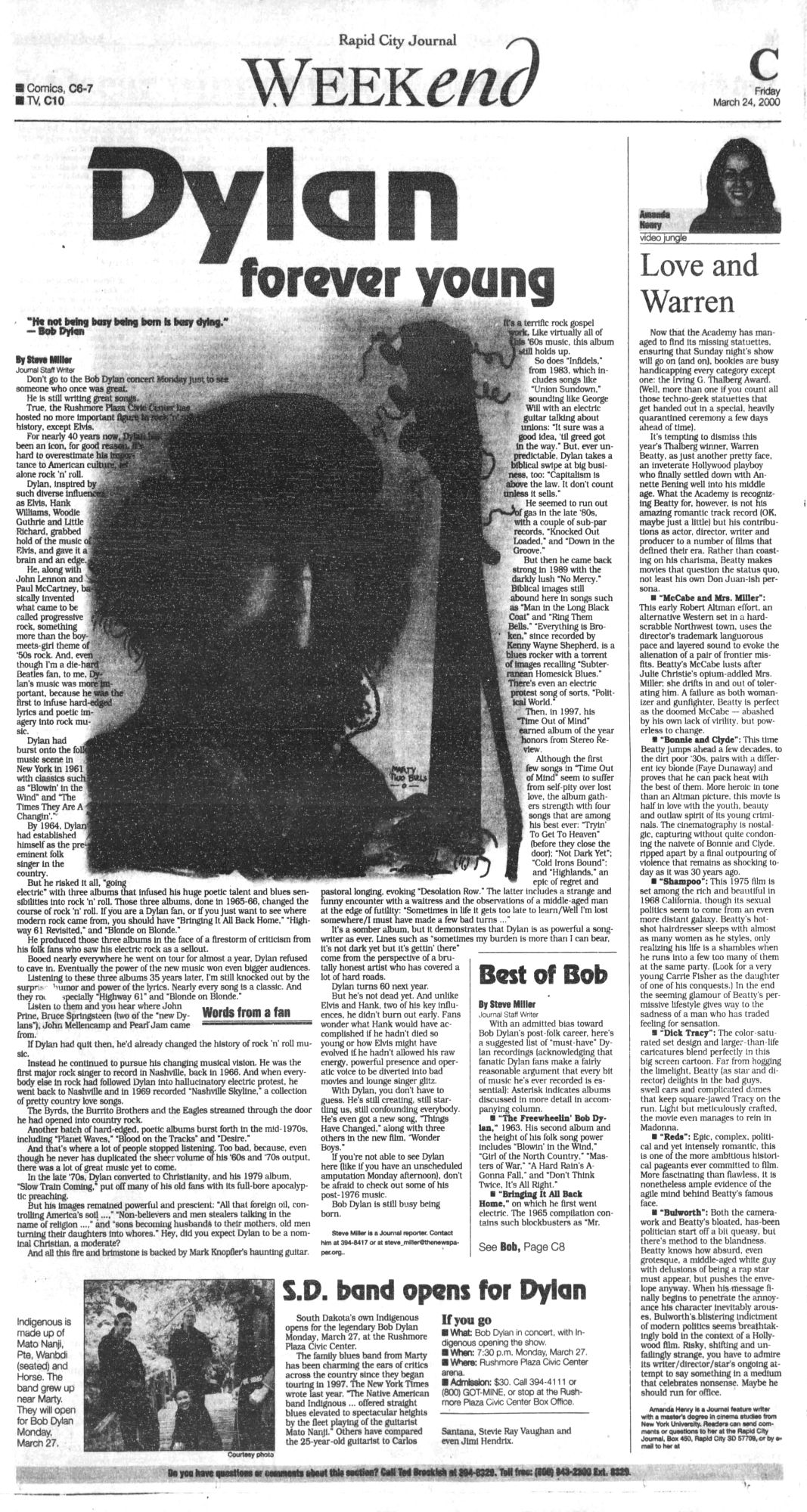 Rapid City Journal Bob Dylan front cover