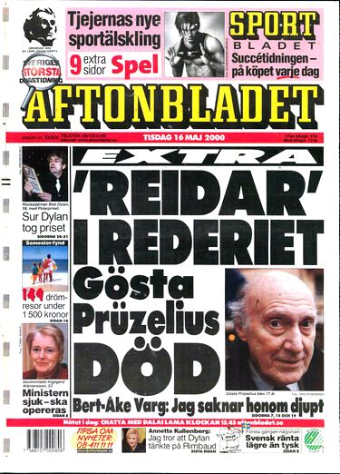 Aftonbladet Bob Dylan front cover