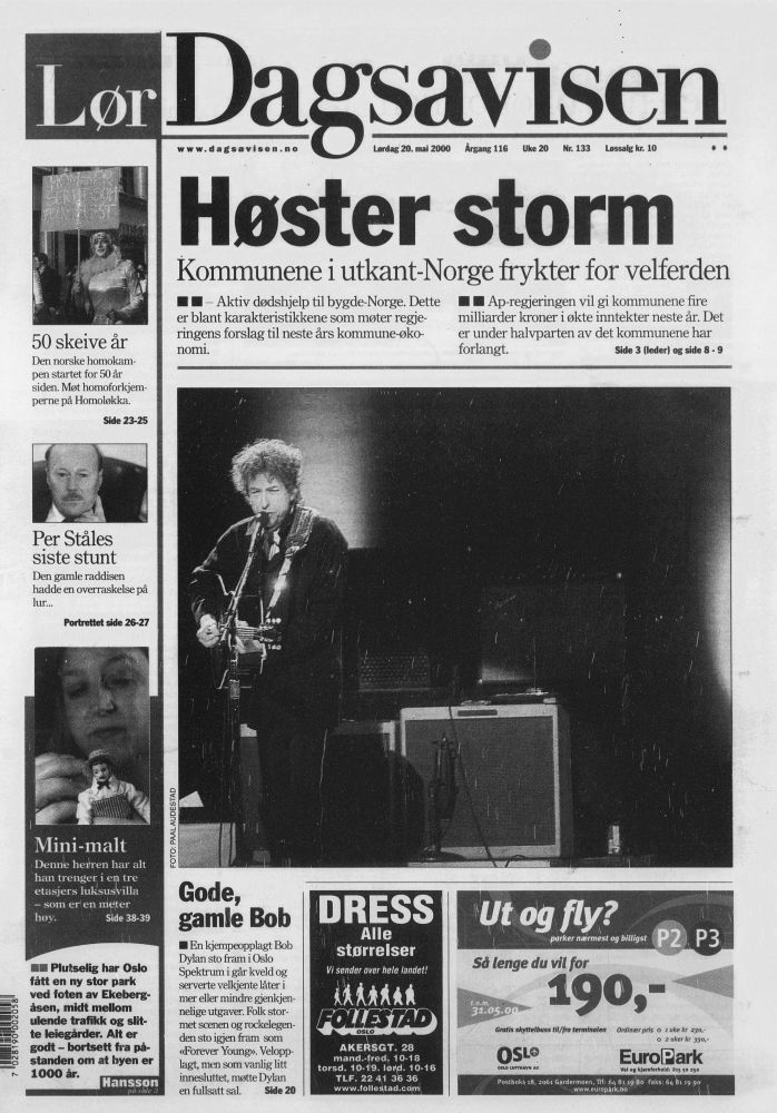 dagsavisen magazine Bob Dylan front cover