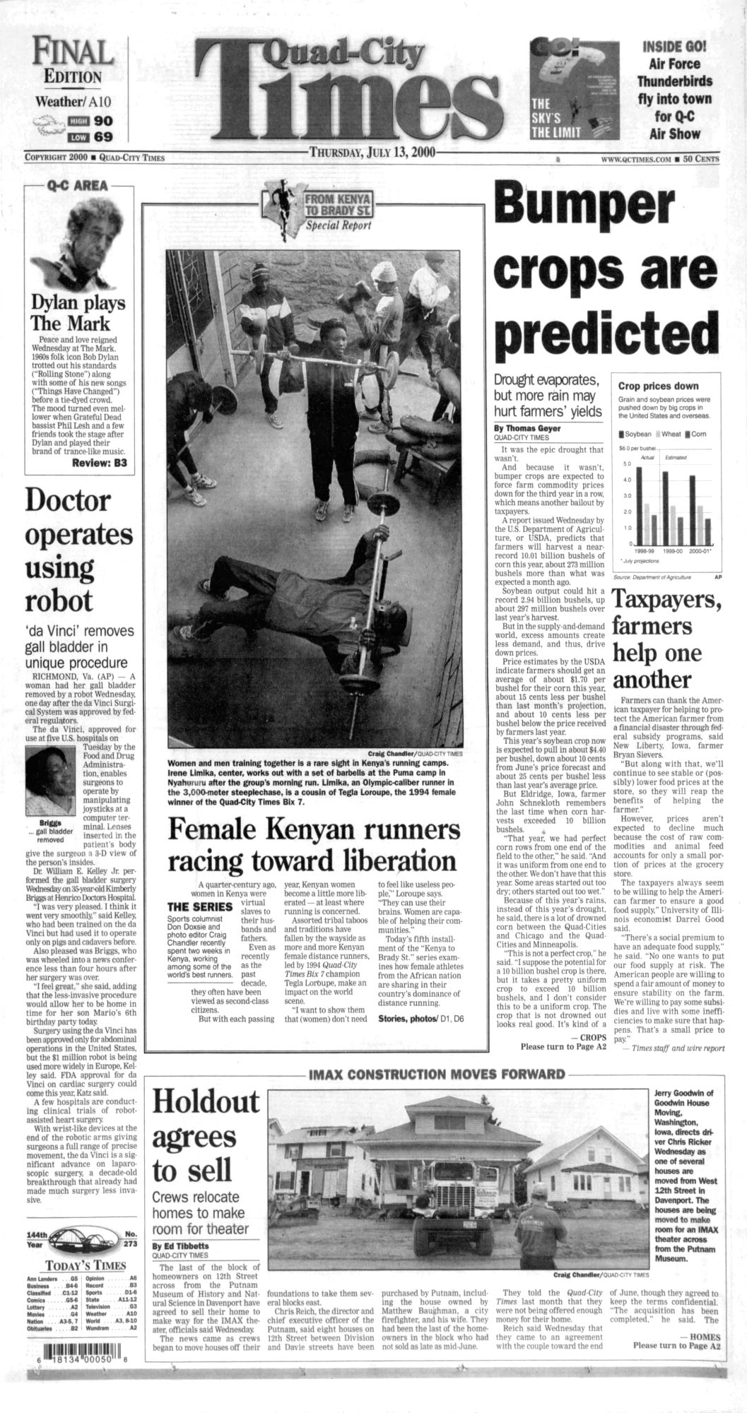 Quad-City Times Bob Dylan front cover