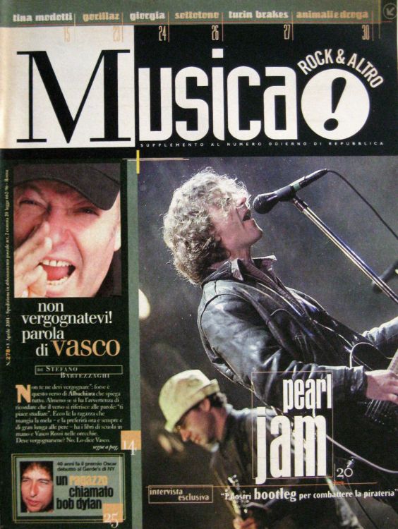musica april 2001 Bob Dylan cover story