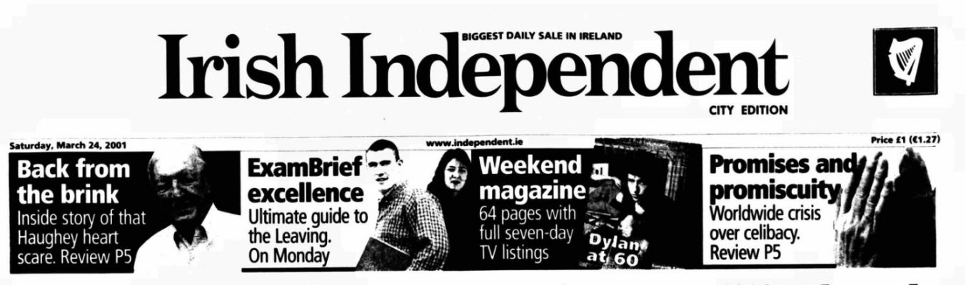 the irish independent magazine Bob Dylan front cover