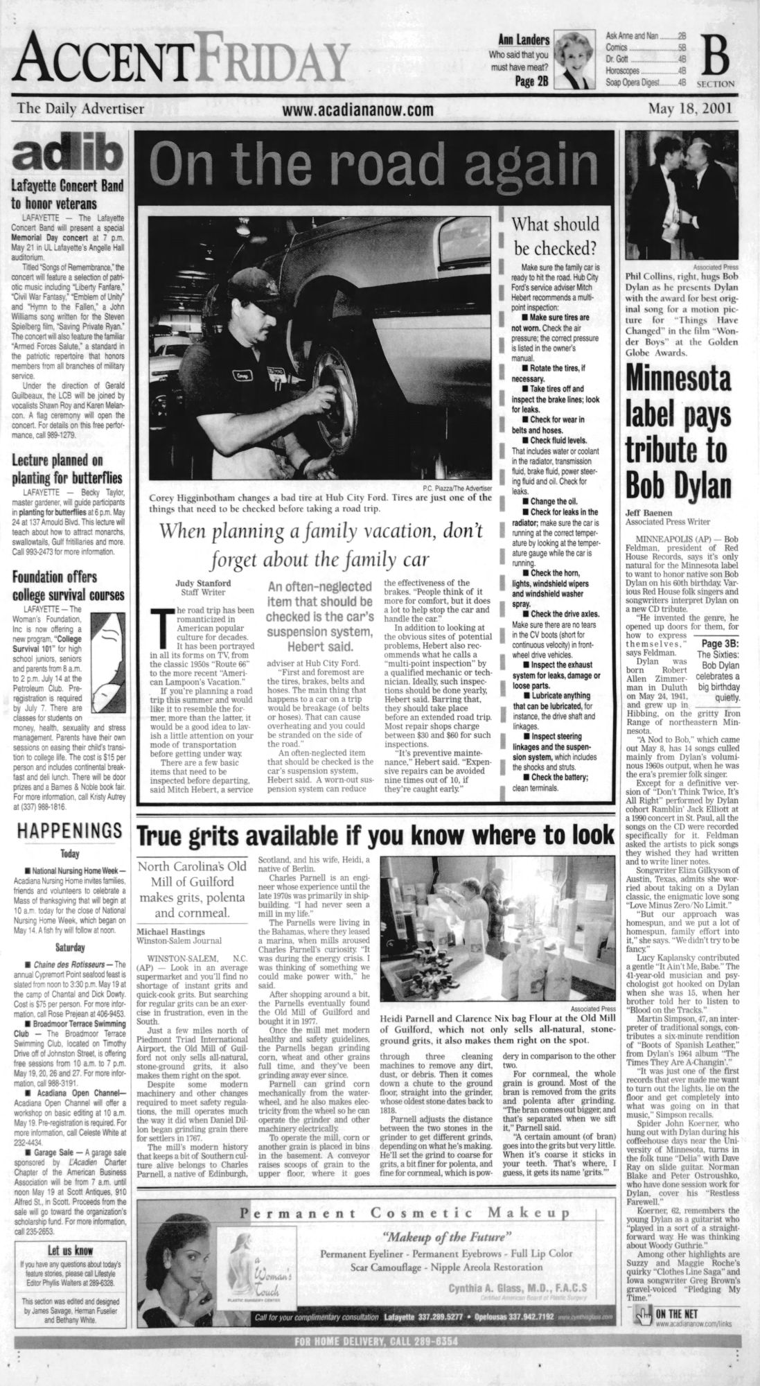 Daily advertiser Bob Dylan front cover