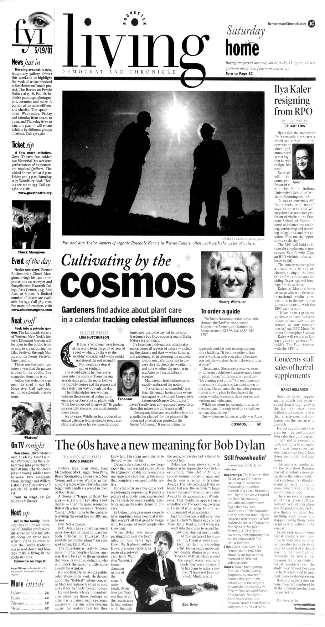 Democrat and Chronicle Bob Dylan front cover