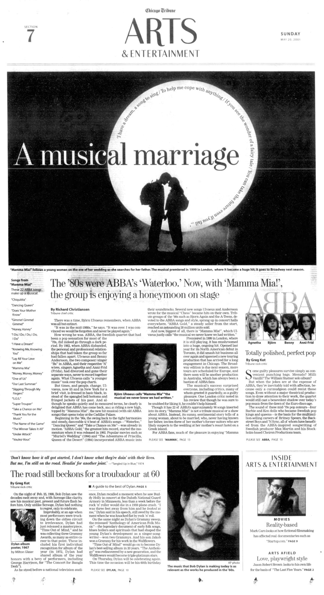 chicago tribune Bob Dylan front cover