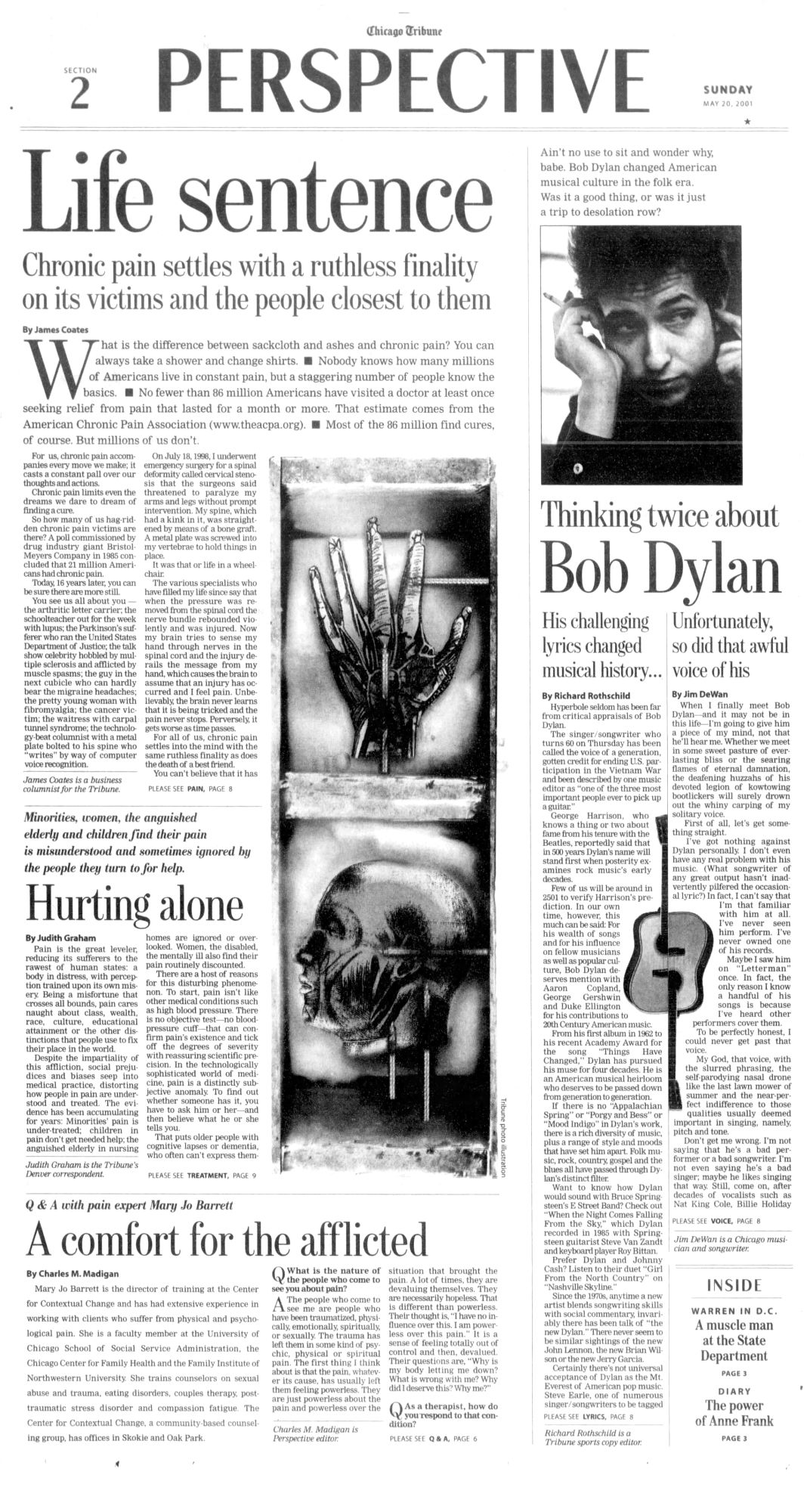 chicago tribune Bob Dylan front cover