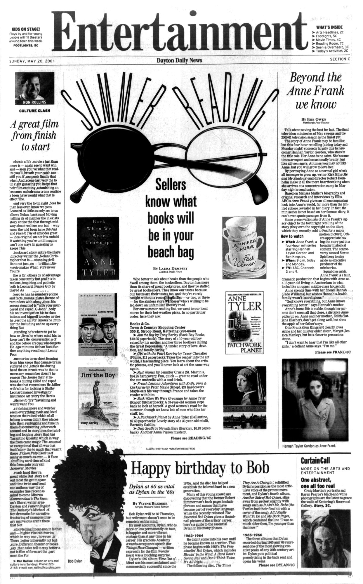 the Dayton Daily News Bob Dylan front cover