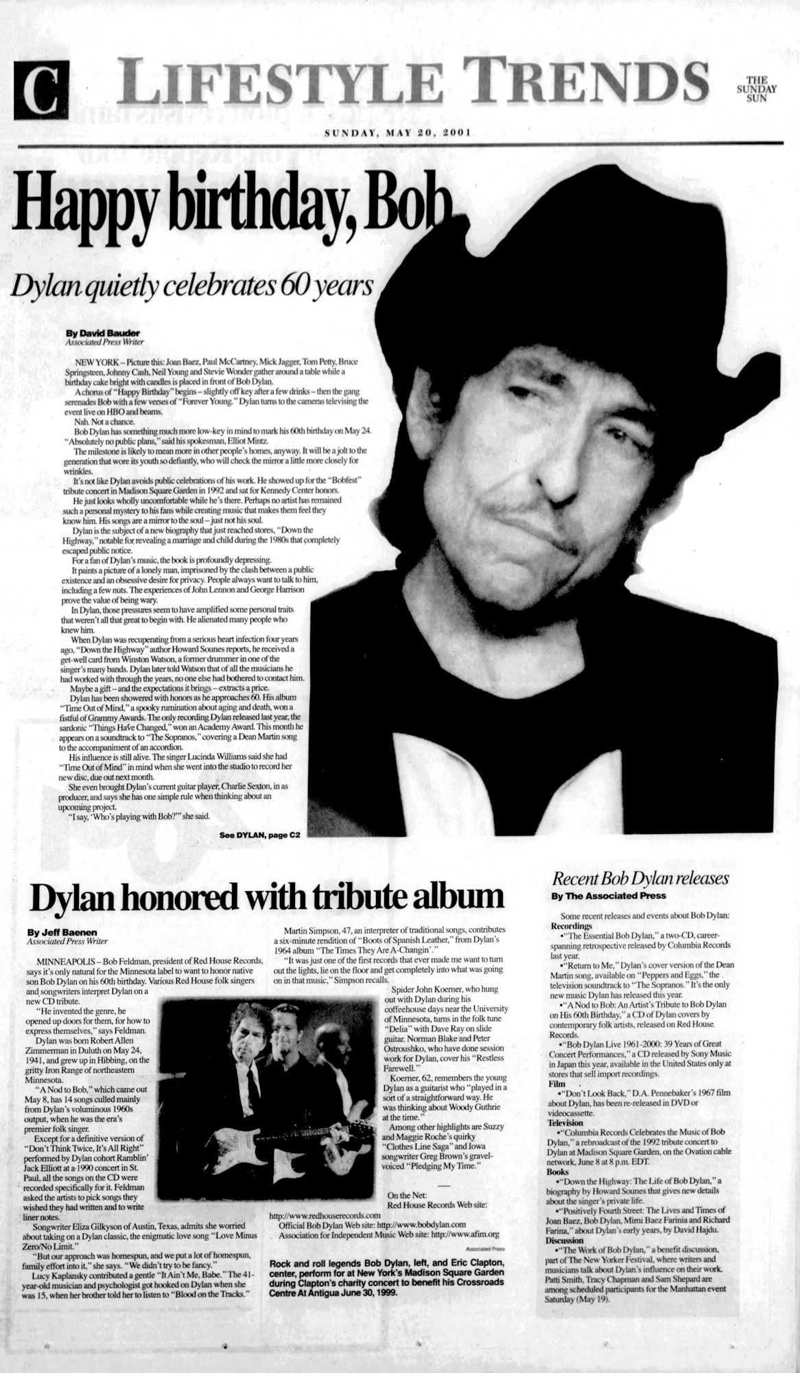 Merced Sun-Star Bob Dylan front cover