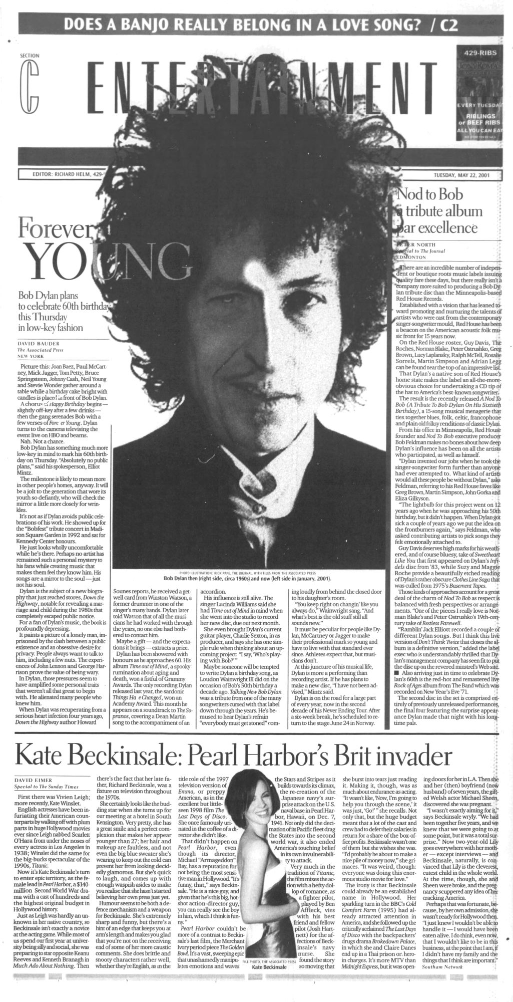 Edmonton Journal Bob Dylan front cover