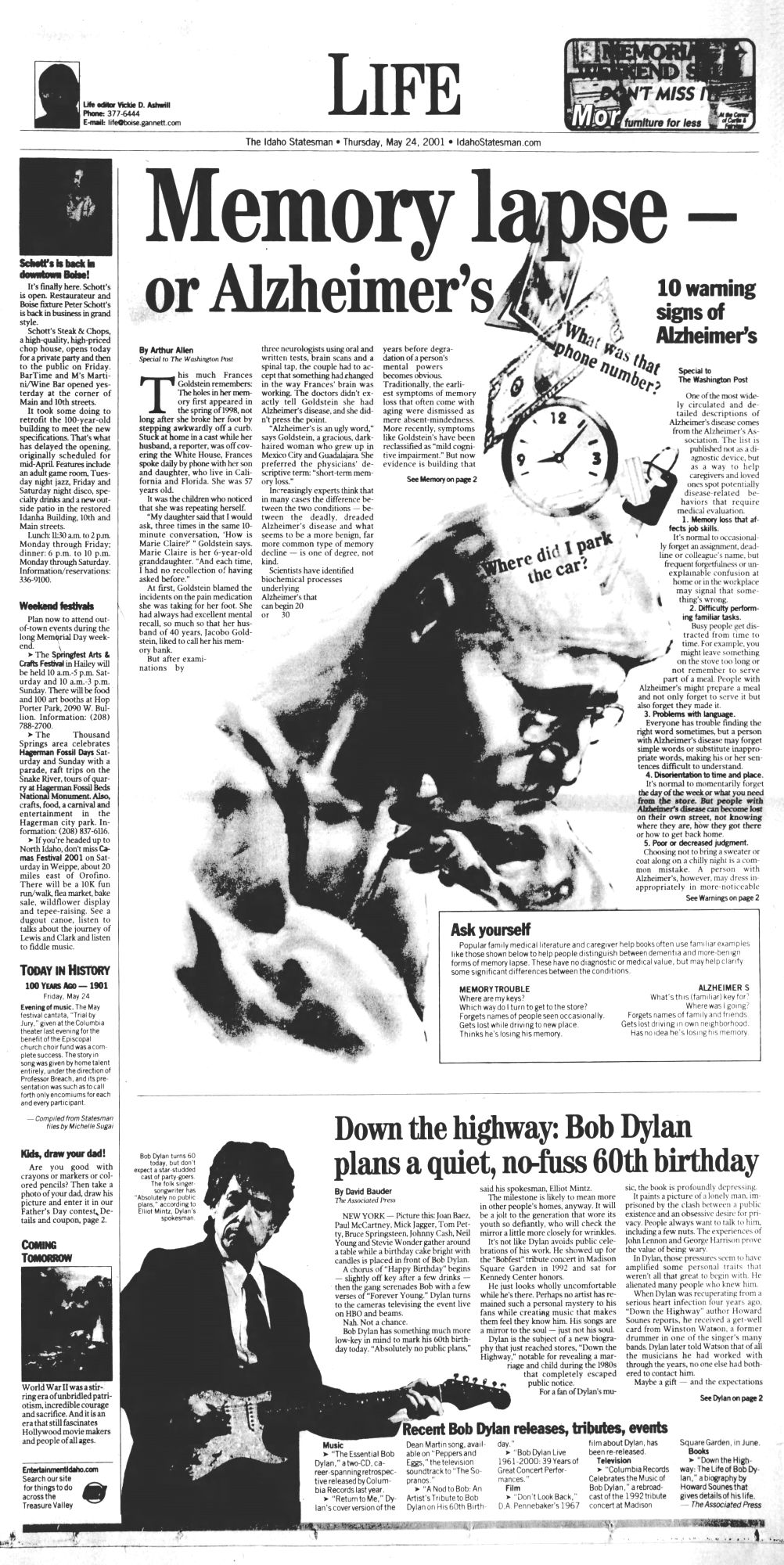 idaho statesman Bob Dylan front cover