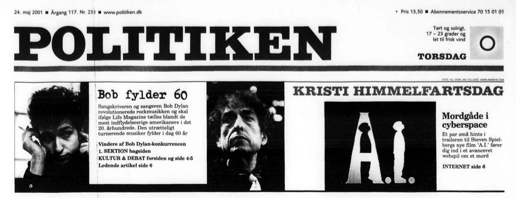politiken Bob Dylan front cover