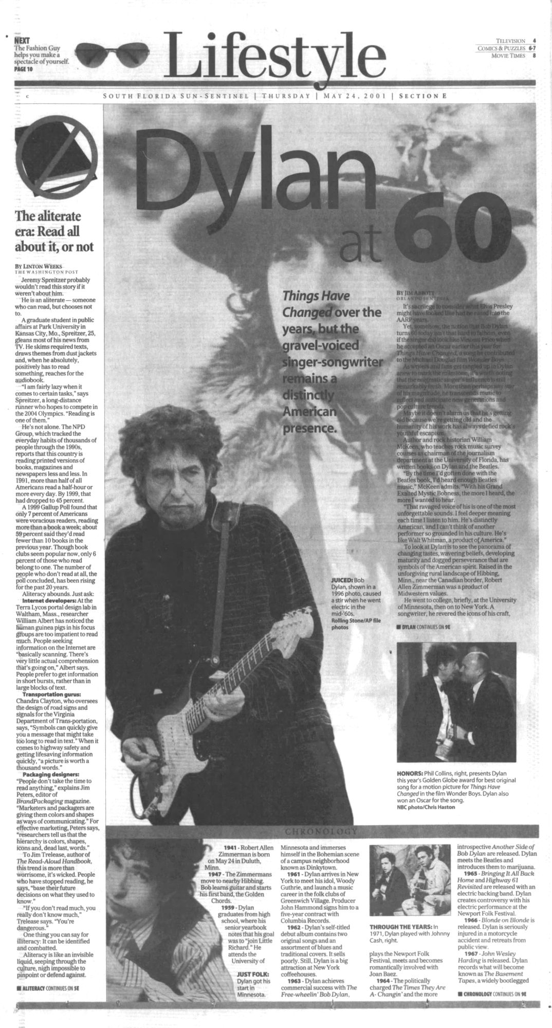 Sun Sentinel Bob Dylan front cover