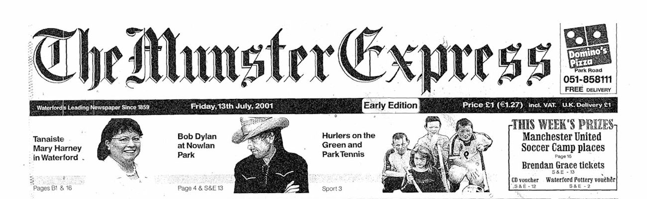 the munster express Bob Dylan front cover