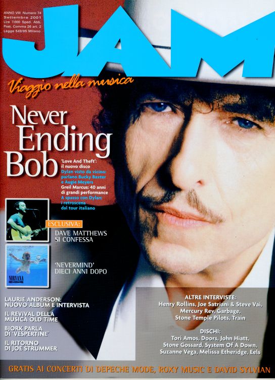 Jam magazine September 2001 magazine Bob Dylan front cover