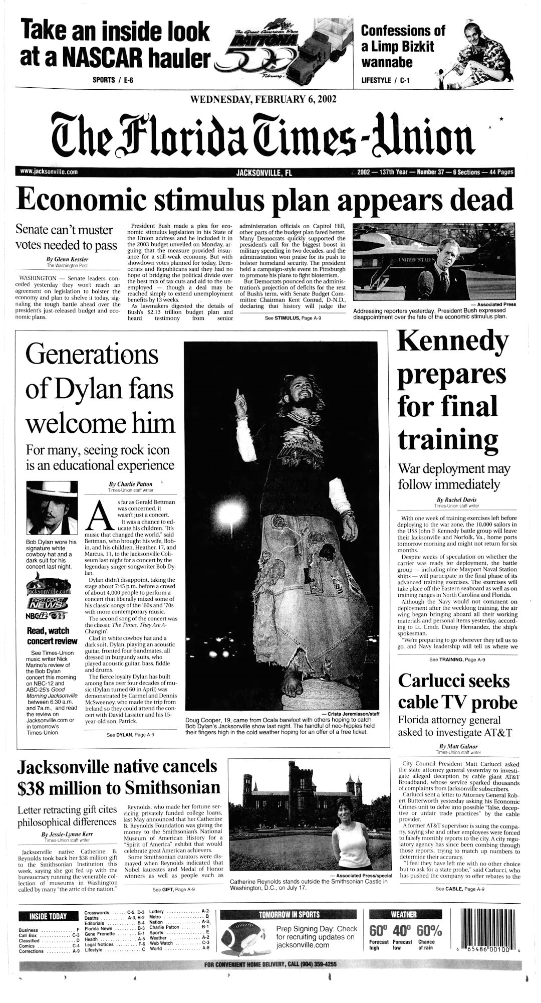 florida times union Bob Dylan front cover