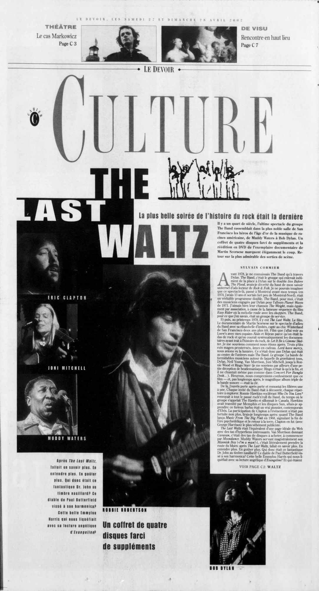 le devoir Bob Dylan front cover
