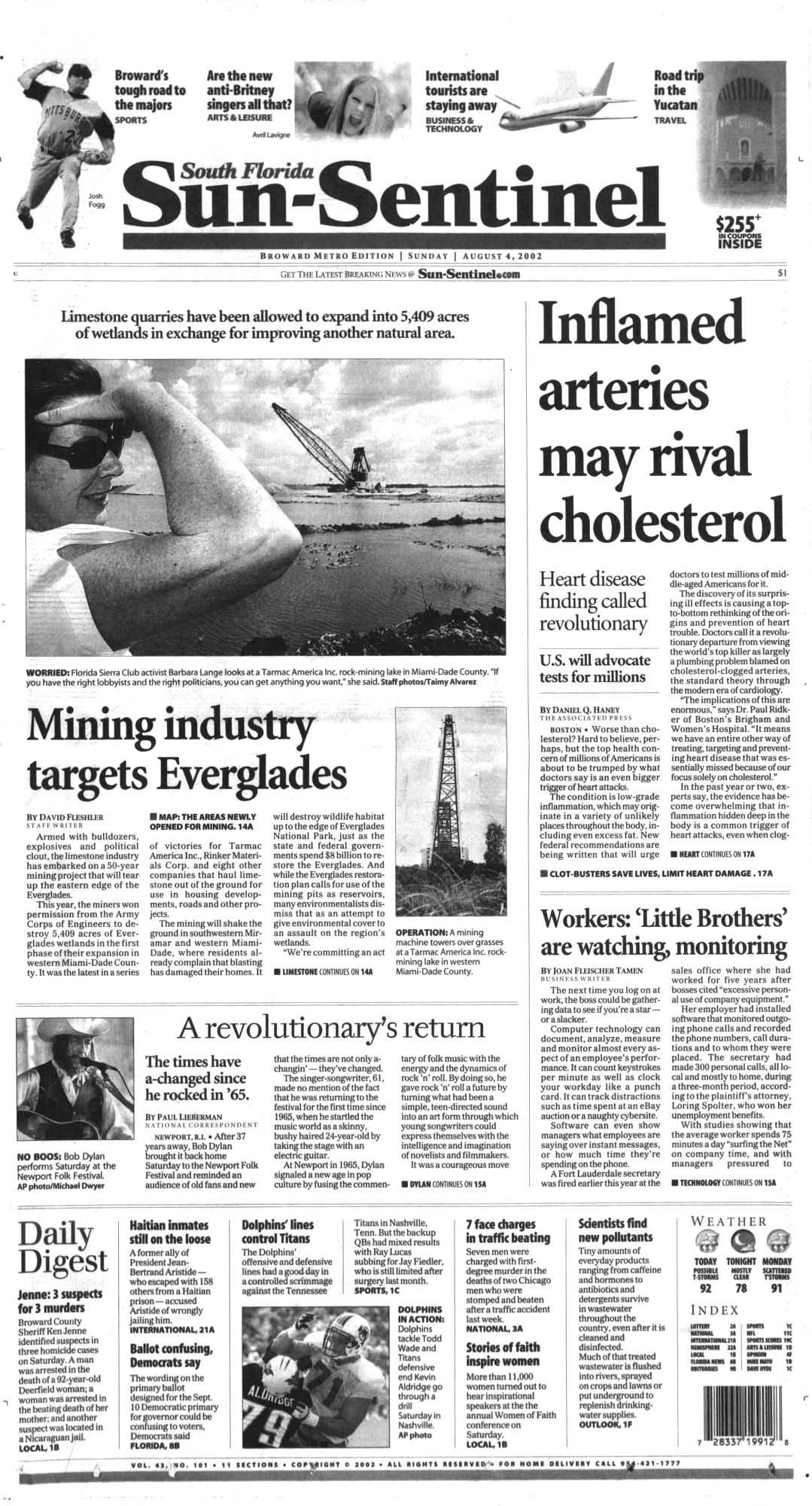 Sun Sentinel Bob Dylan front cover