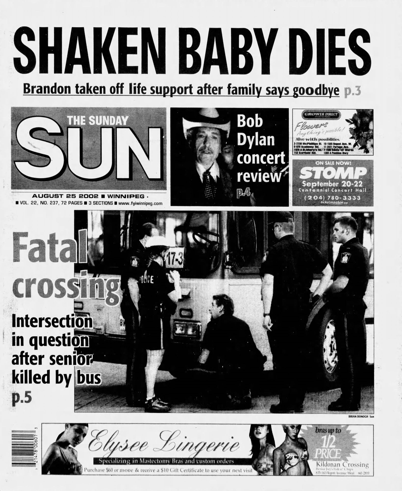 winnipeg sun Bob Dylan front cover