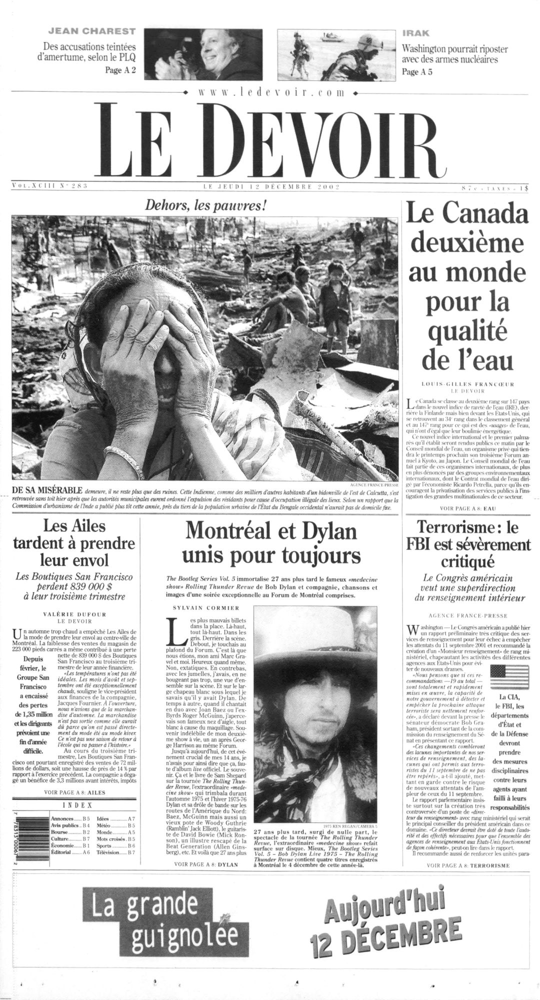 le devoir Bob Dylan front cover