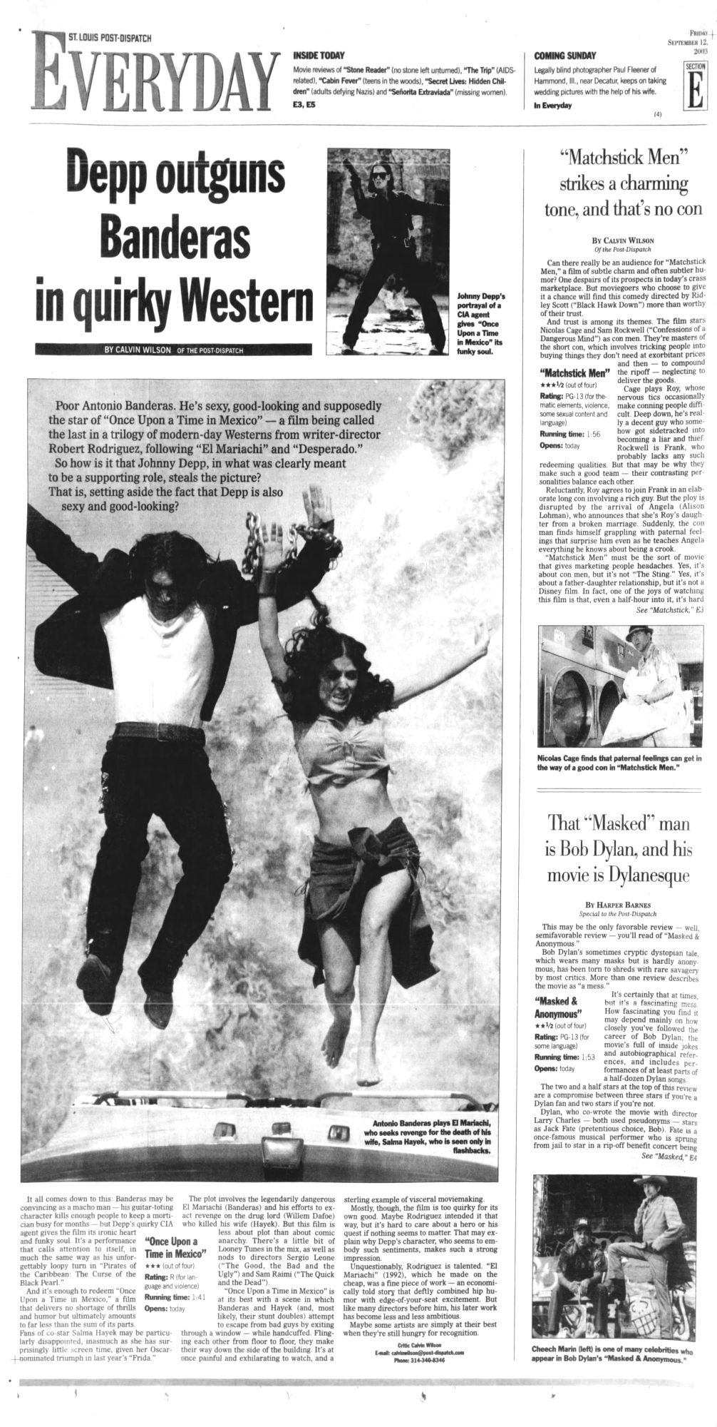 St Louis Post-Dispatch Bob Dylan front cover