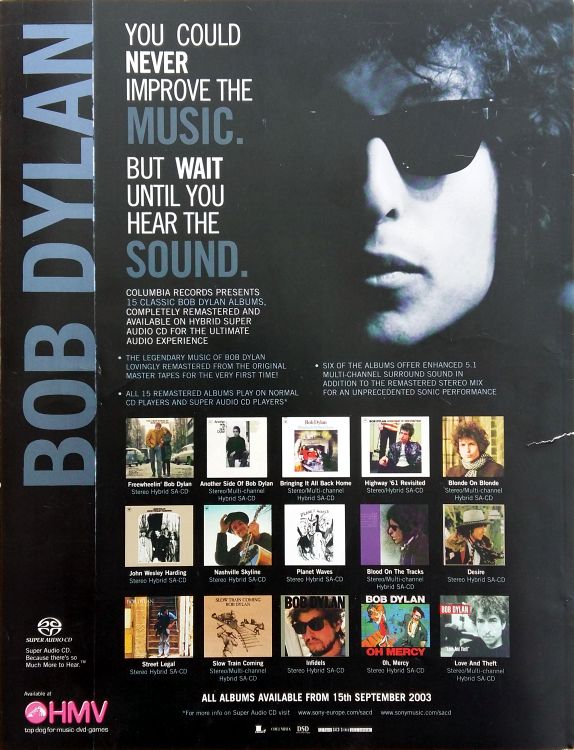 uncut magazine September 2003 Bob Dylan front cover back