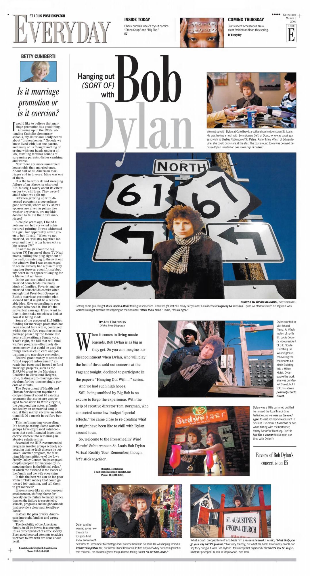 St Louis Post-Dispatch Bob Dylan front cover