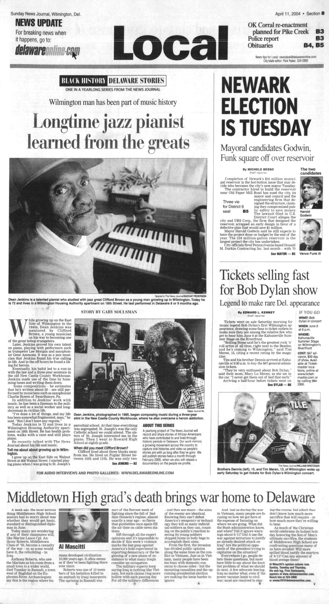 the news journal Bob Dylan front cover