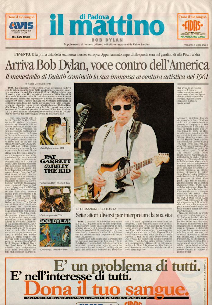 il mattino di padova 6 june 2004 bob dylan