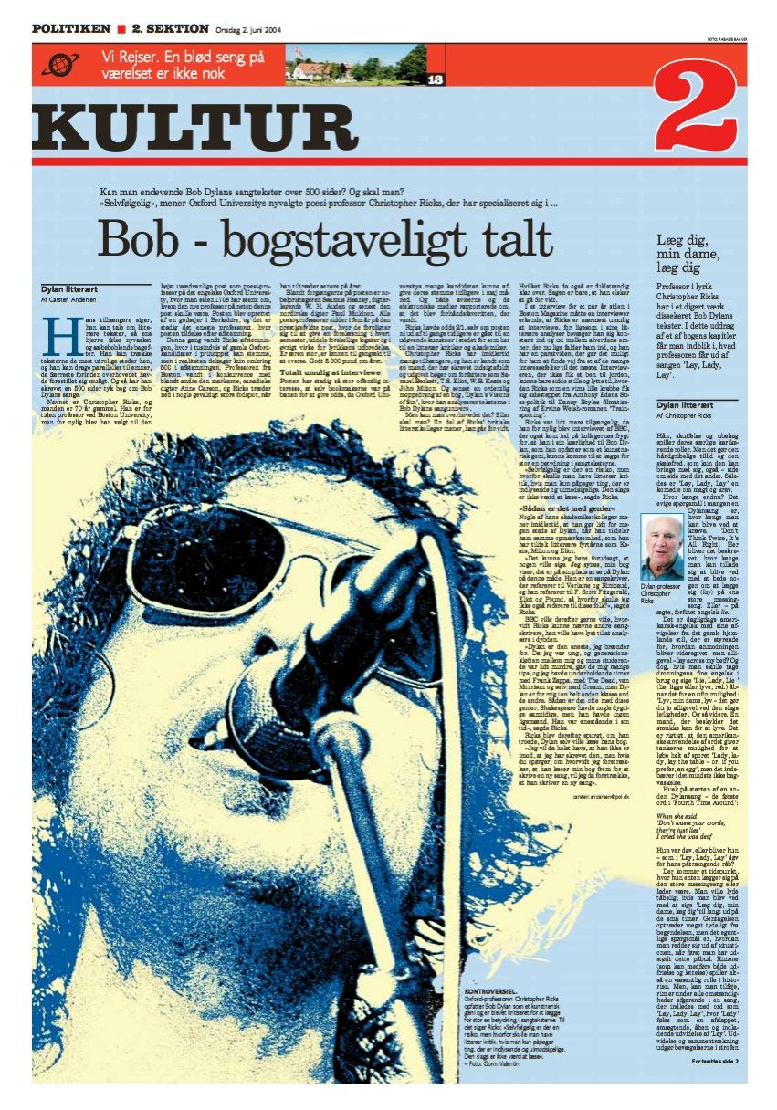 politiken Bob Dylan front cover