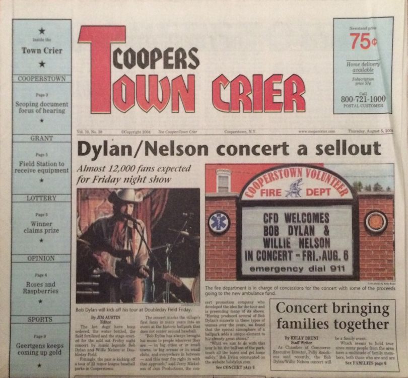 Town Crier, Cooperstown 2004 Bob Dylan front cover