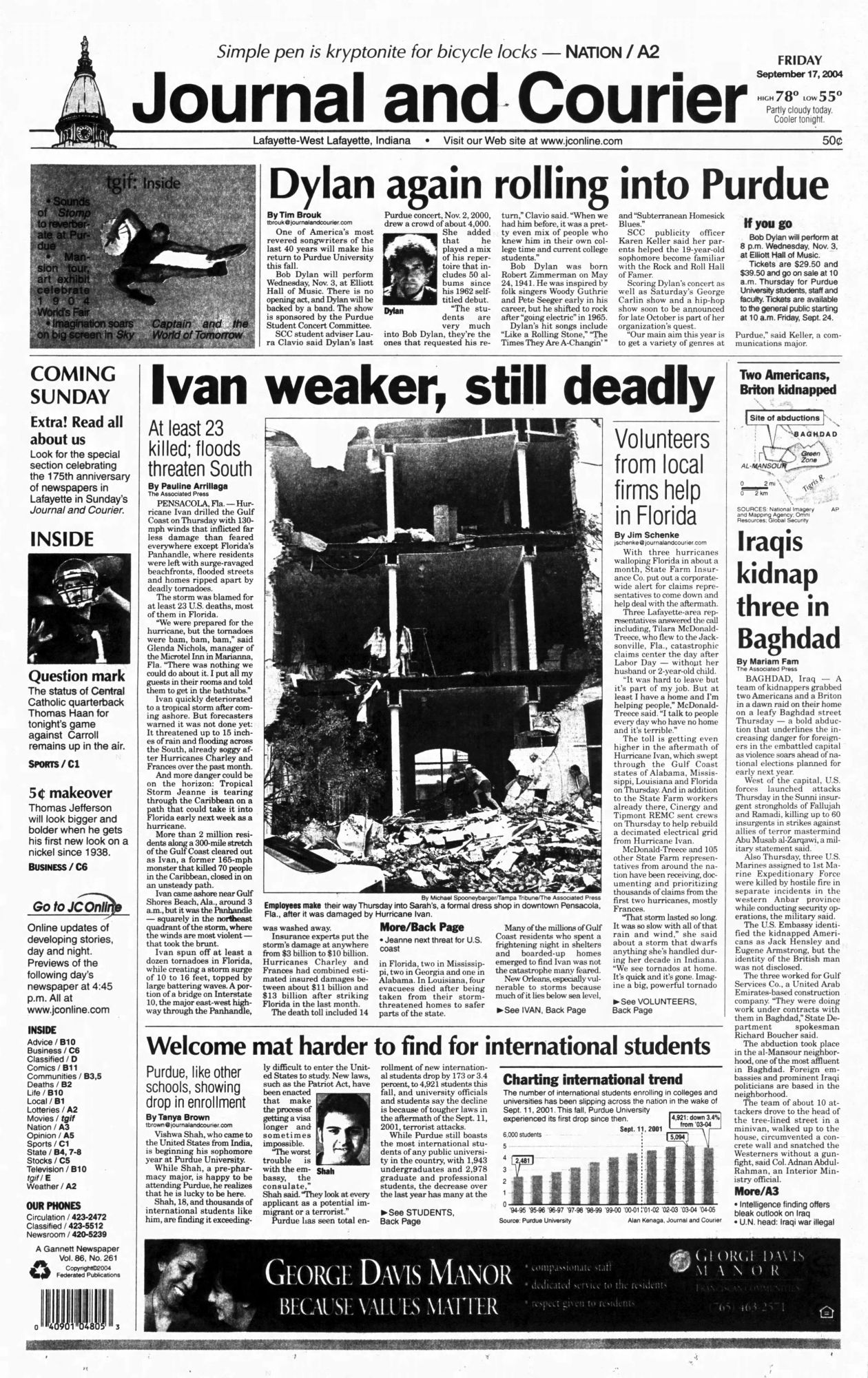 journal and courrier Bob Dylan front cover