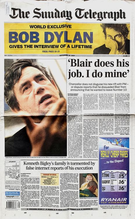 the sunday telegraph 26 September 2004 magazine Bob Dylan front cover