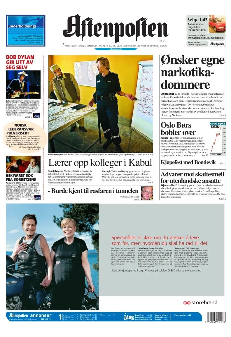 aftenposten Bob Dylan front cover