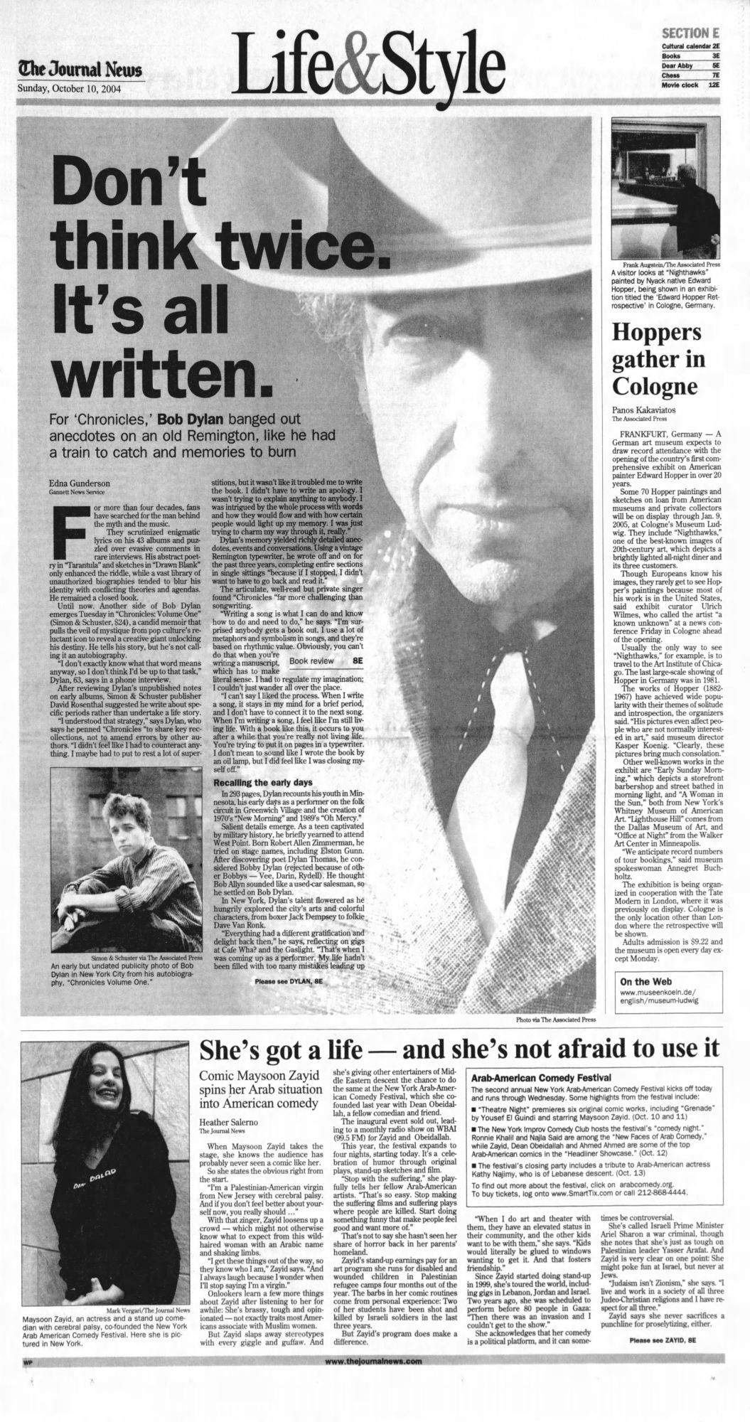the journal news Bob Dylan front cover