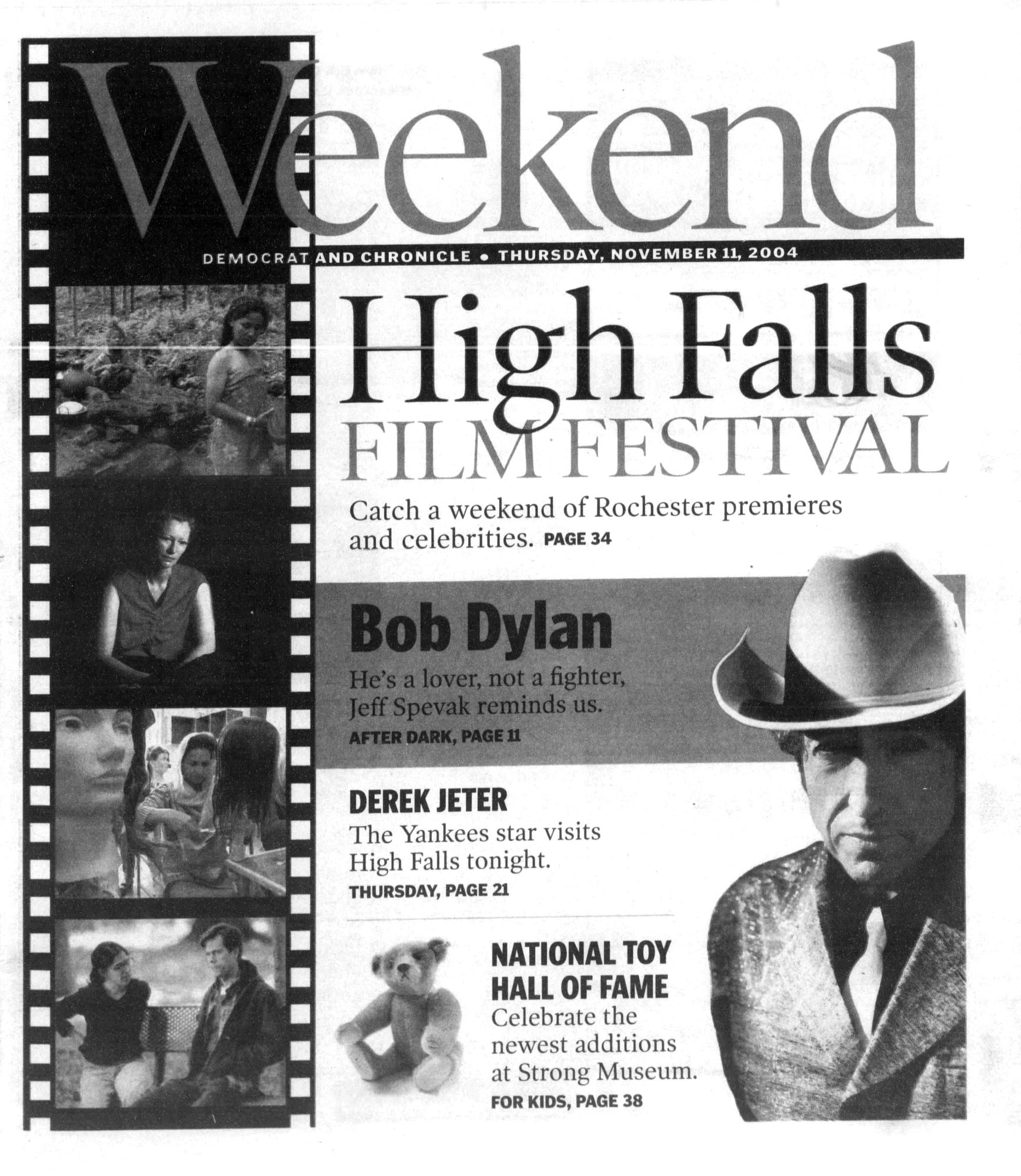 Democrat and Chronicle Bob Dylan front cover