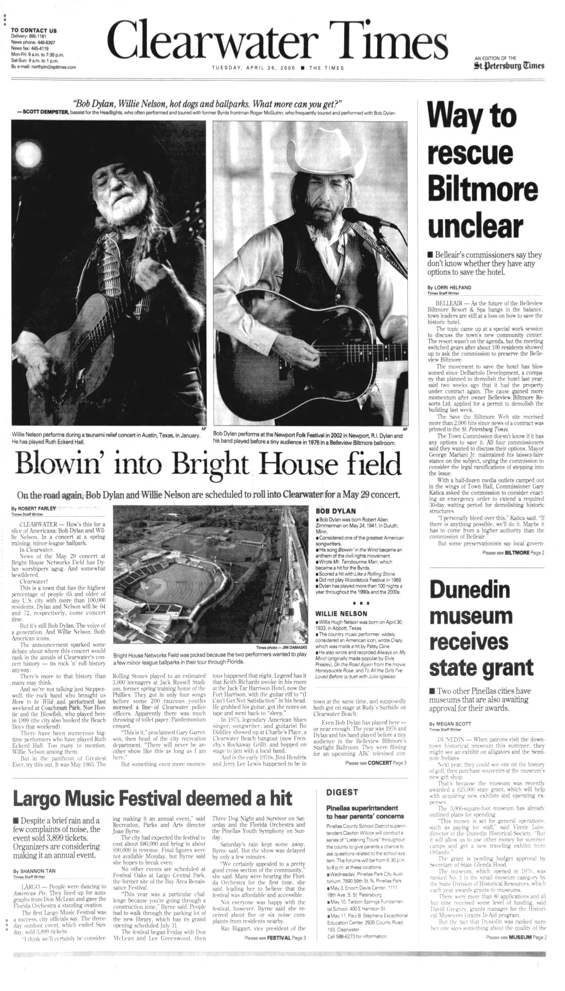 st petersburg times Bob Dylan front cover