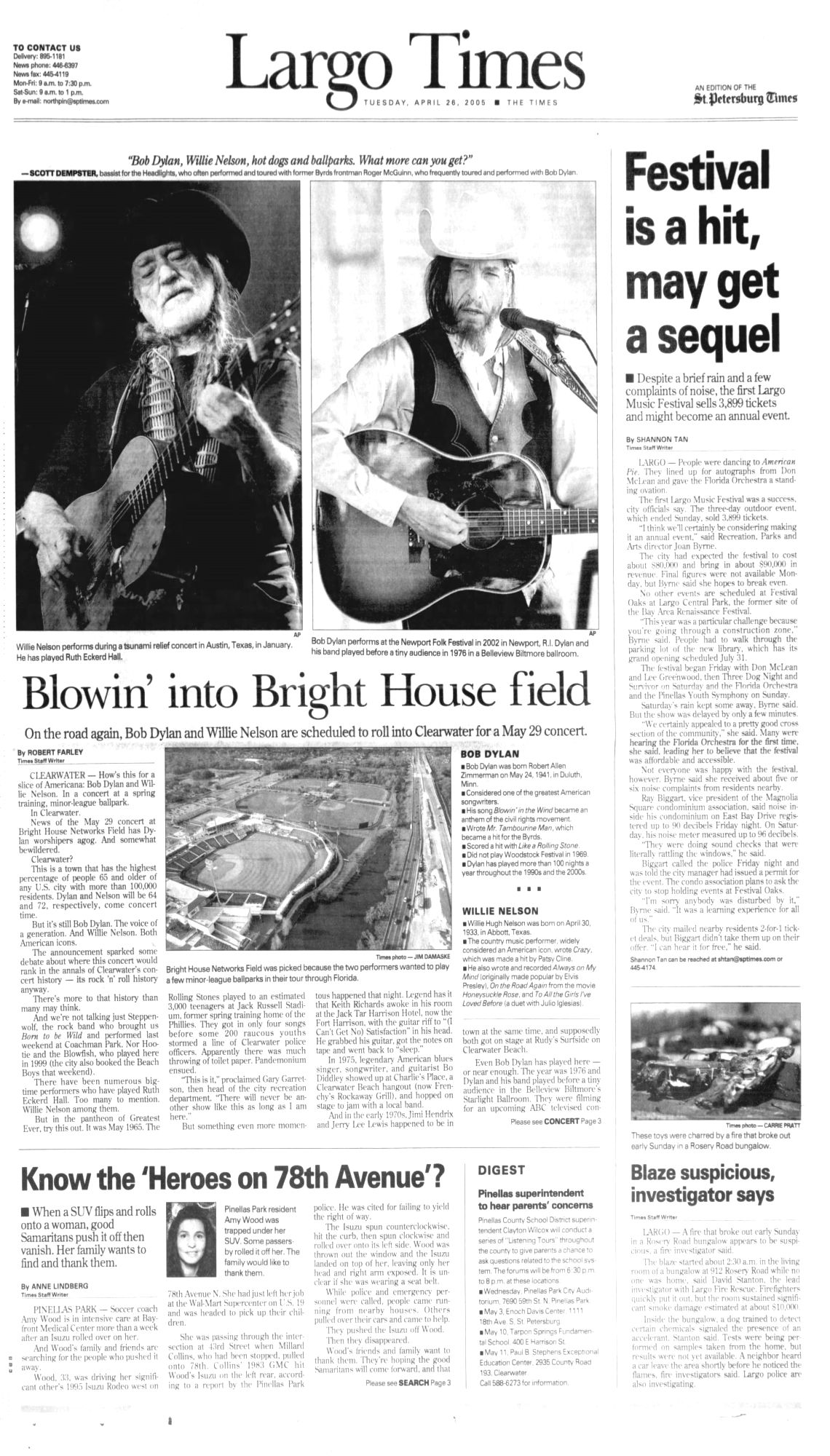 st petersburg times Bob Dylan front cover