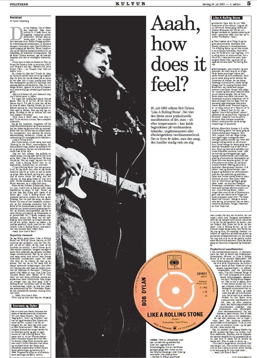 politiken Bob Dylan front cover
