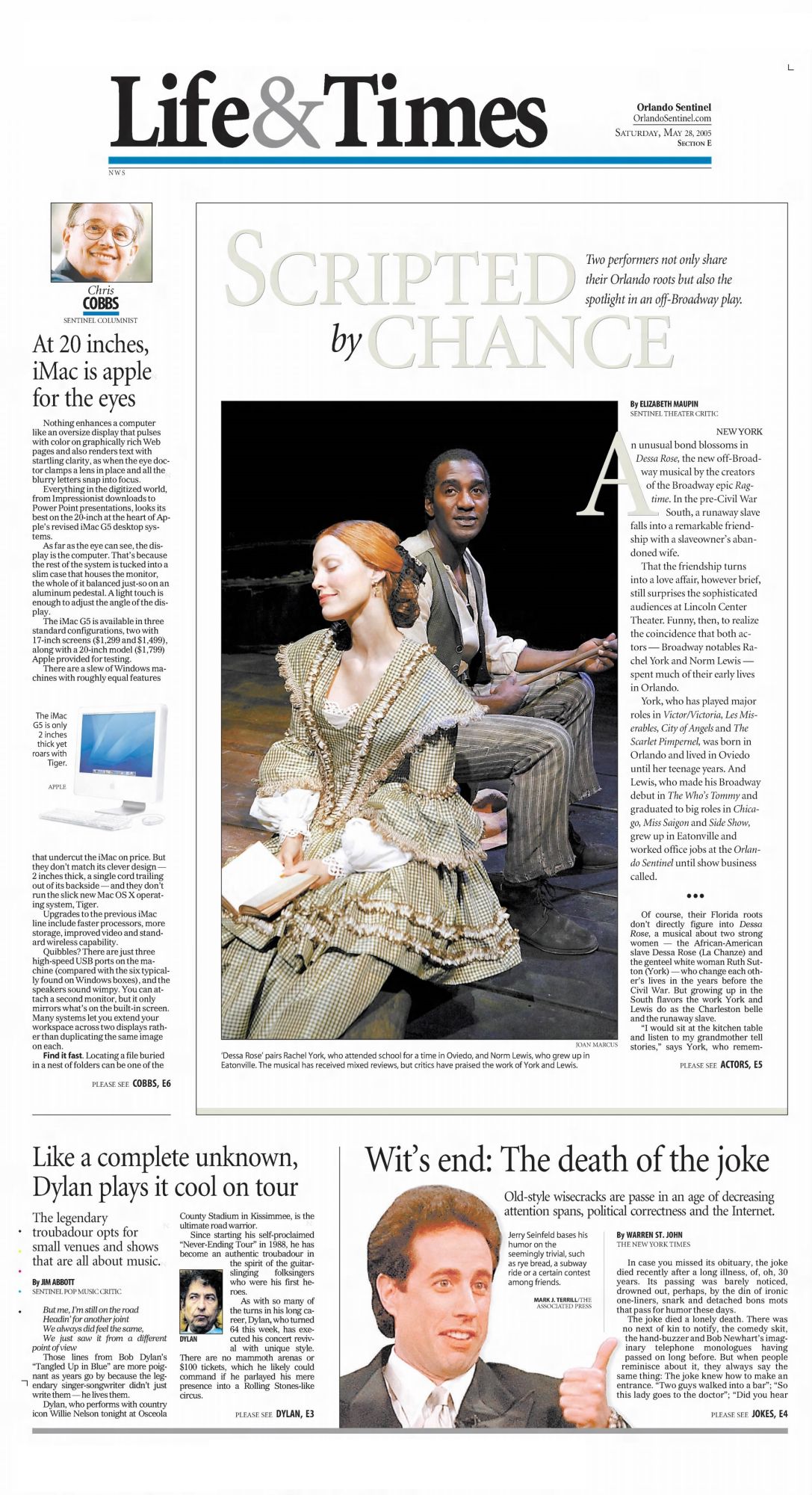 orlando sentinel Bob Dylan front cover